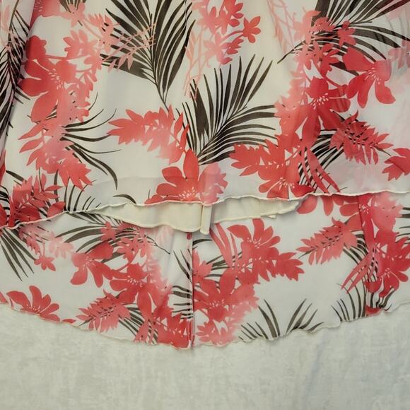 Y2K Baby Doll High Low Midi Dress Tropical Floral‎ 90s Summer Vacation Size S - Picture 5 of 8